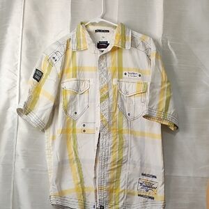 Parish Triumph Yellow‎ and White Casual Button Down Shirt
